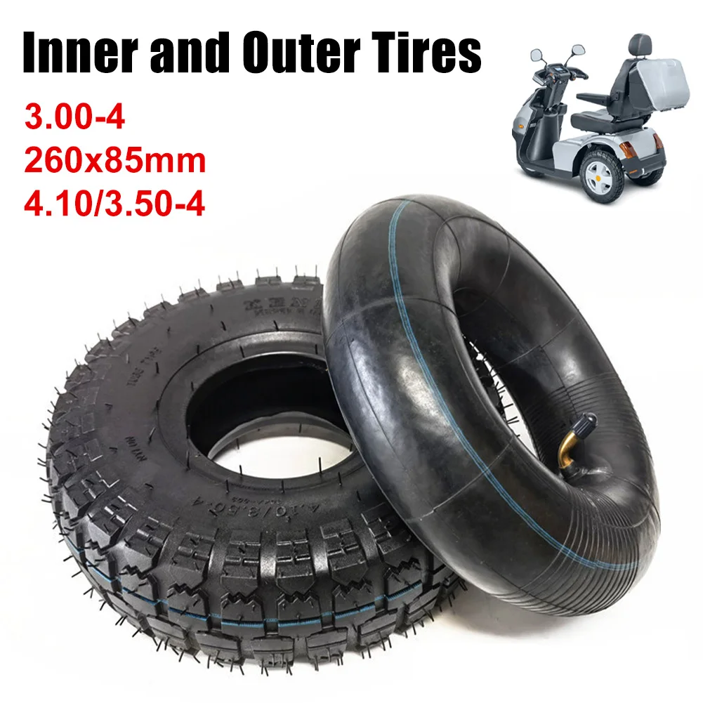 

4.10/3.50-4 Inner Tube Outer Tire Electric Scooter Tricycle 10 Inch Tire Replacement Thickened Rubber 260x85mm Inner Outer Tires