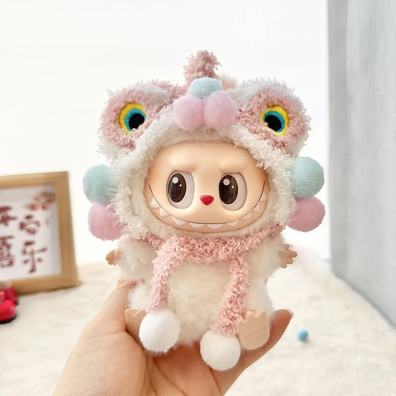 17cm Labubu Clothing Red Festival Clothing Red Awakening Lion Set Tang Costume DIY Doll Accessories Ropa Toys