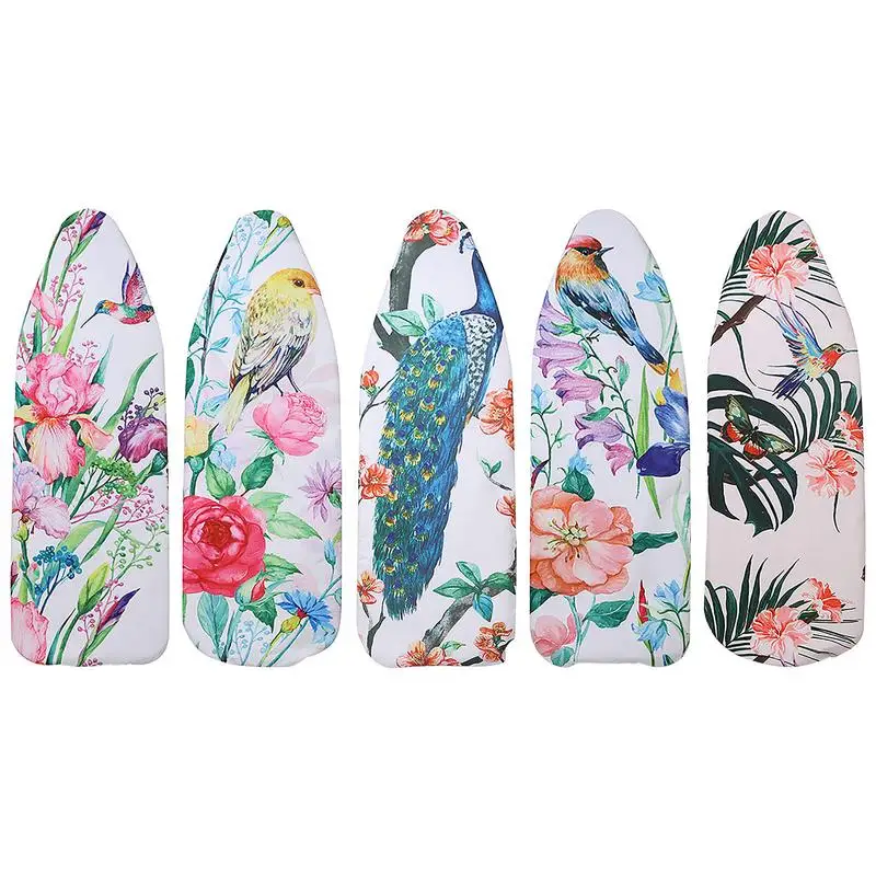 Flamingo Flowers Printed Ironing Board Cover 140x50 cm Washable Non Slip Heat Insulation