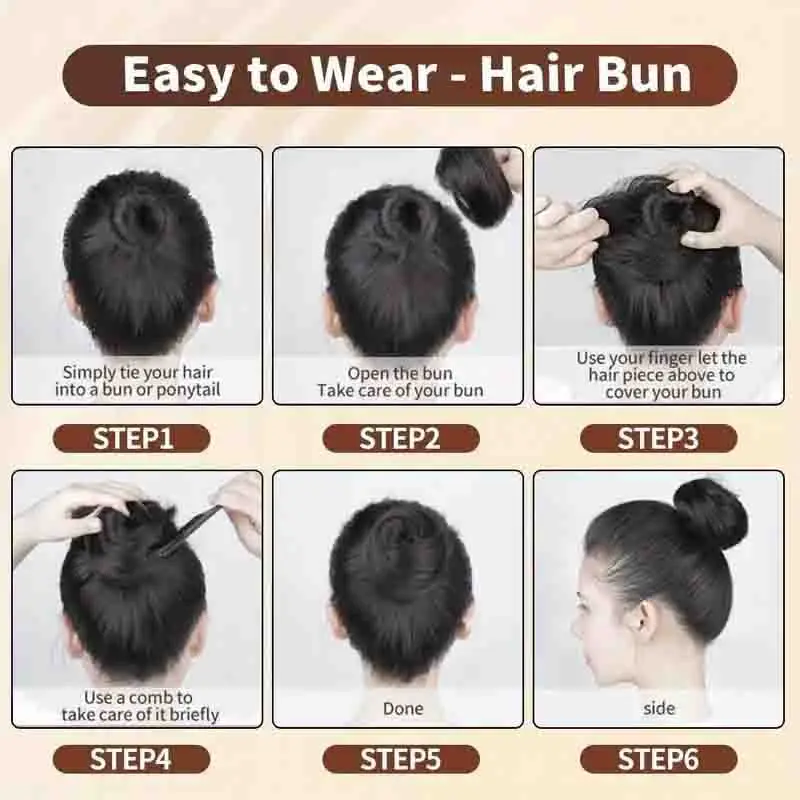 Straight Human Hair Bun for Women Human Hair Chignon in Black Versatile Styling Accessory for Everyday or Special Occasions