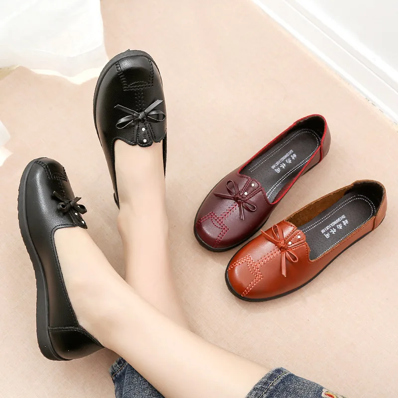 Women Flats Leather Loafers Platform Mom Flat Shoes Non-slip Moccasins Ladies Comfortable Walking Shoes Female Mujer Zapatos