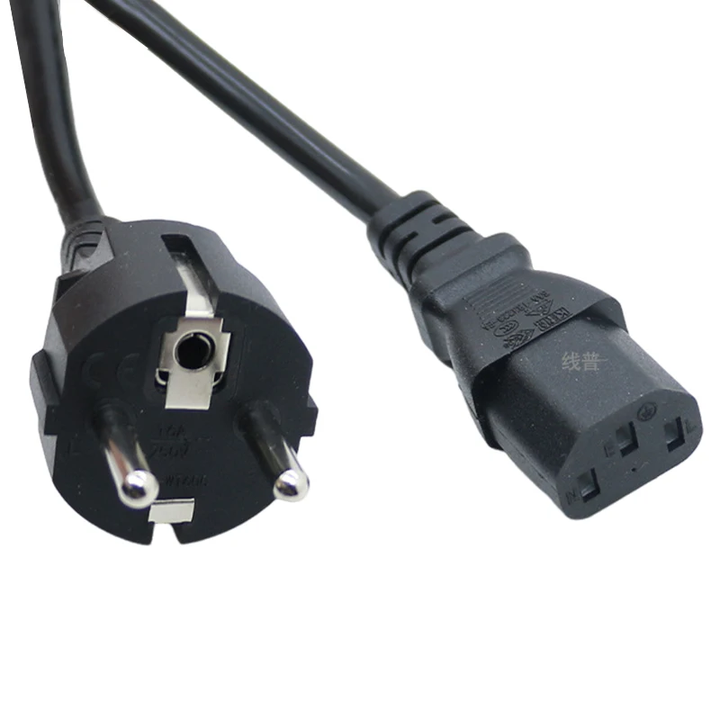 3핀 유럽 표준 테일 전원 코드 순수 구리 16A 0.75/1.5mm² EU AC 전원 플러그 케이블 (밥솥용) CE 인증