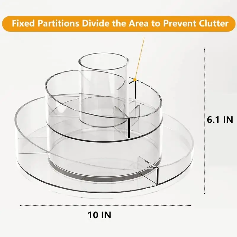 360 Rotating Makeup Organizer, Lazy Susan Turntable Cosmetics Storage Tray, 2 Layers Round Spinning Holder Organizer Case for 2