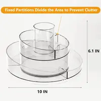 360 Rotating Makeup Organizer, Lazy Susan Turntable Cosmetics Storage Tray, 2 Layers Round Spinning Holder Organizer Case for 2