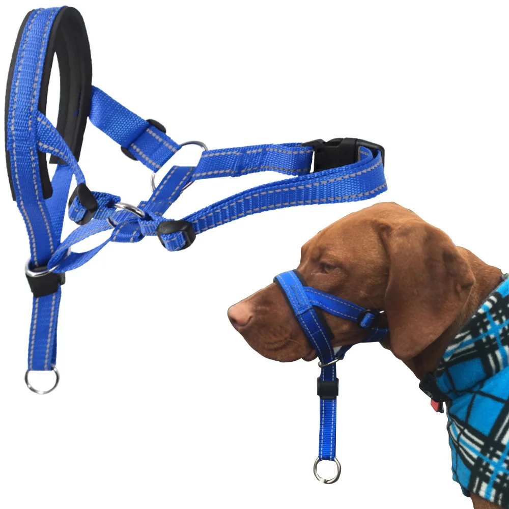 

Pet Gentle No Pain No Pull Control Training Leash Adjustable Horse Gear Nose Reign Nylon Dog Padded Head Collar Dog Training