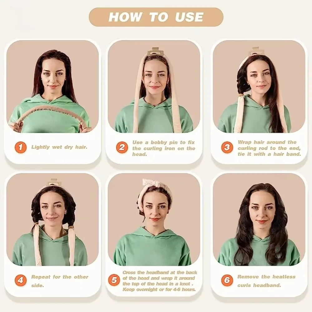 Hair Styling Tool Hair Curling Tools Heatless Curling Rod Headband No Heat Hair Curlers Silk Curls Lazy Hair Rollers Soft Sleeping Headband