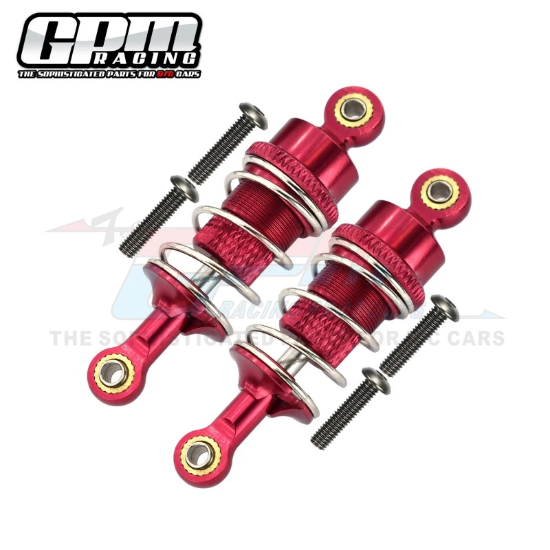 Tamiya TT-02 Upgrade Parts - Aluminum Adjustable Ball Top Damper Set, 53mm Front/Rear Shock Absorbers (Gray Silver)