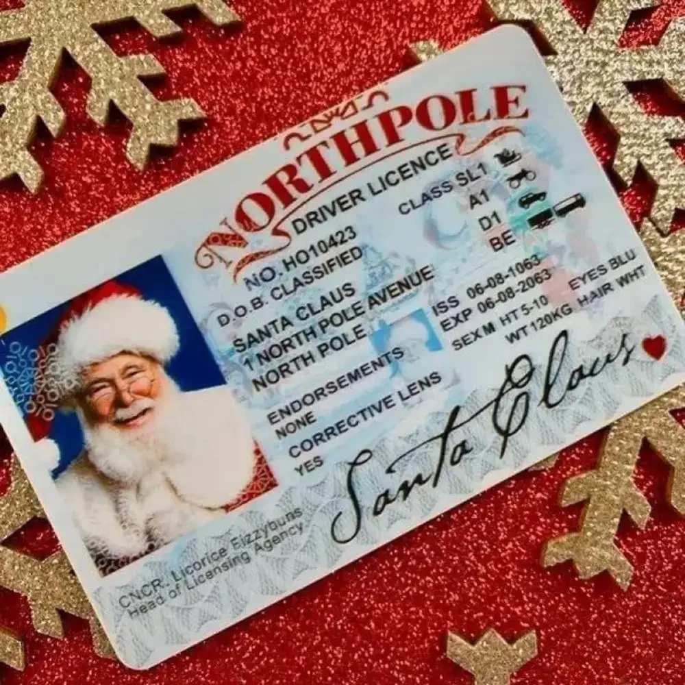 Card Santa Claus Flying Licence Christmas Eve Driving Licence Christmas Gift for Children Kids Decoration