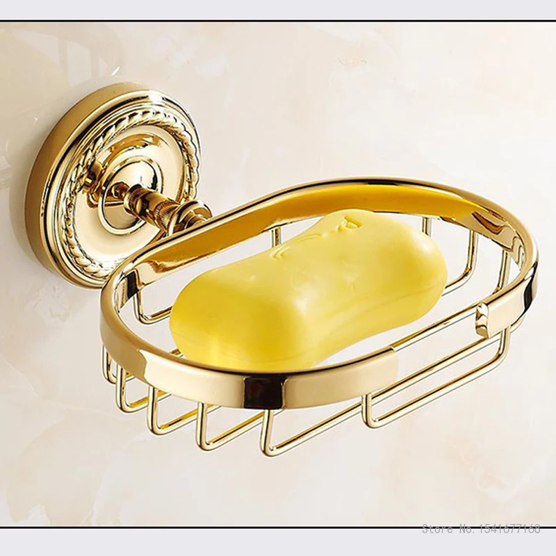 Golden Towel Rack Hair Dryer Frame Copper Hardware,Clothes Hook,Toilet Brush Cup Holder Soap dish Bathroom Accessories, 1Pc