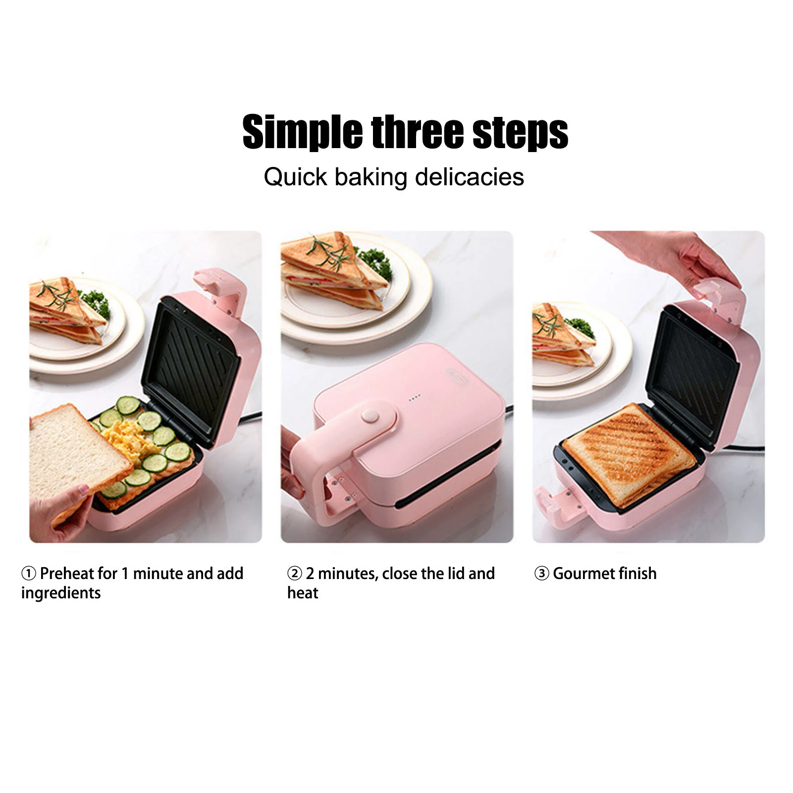 Sandwich Toaster Mini Sandwich Toaster 650W Portable Waffle Maker Electric Panini Maker AU Plug 220V for Dorms Apartments 5