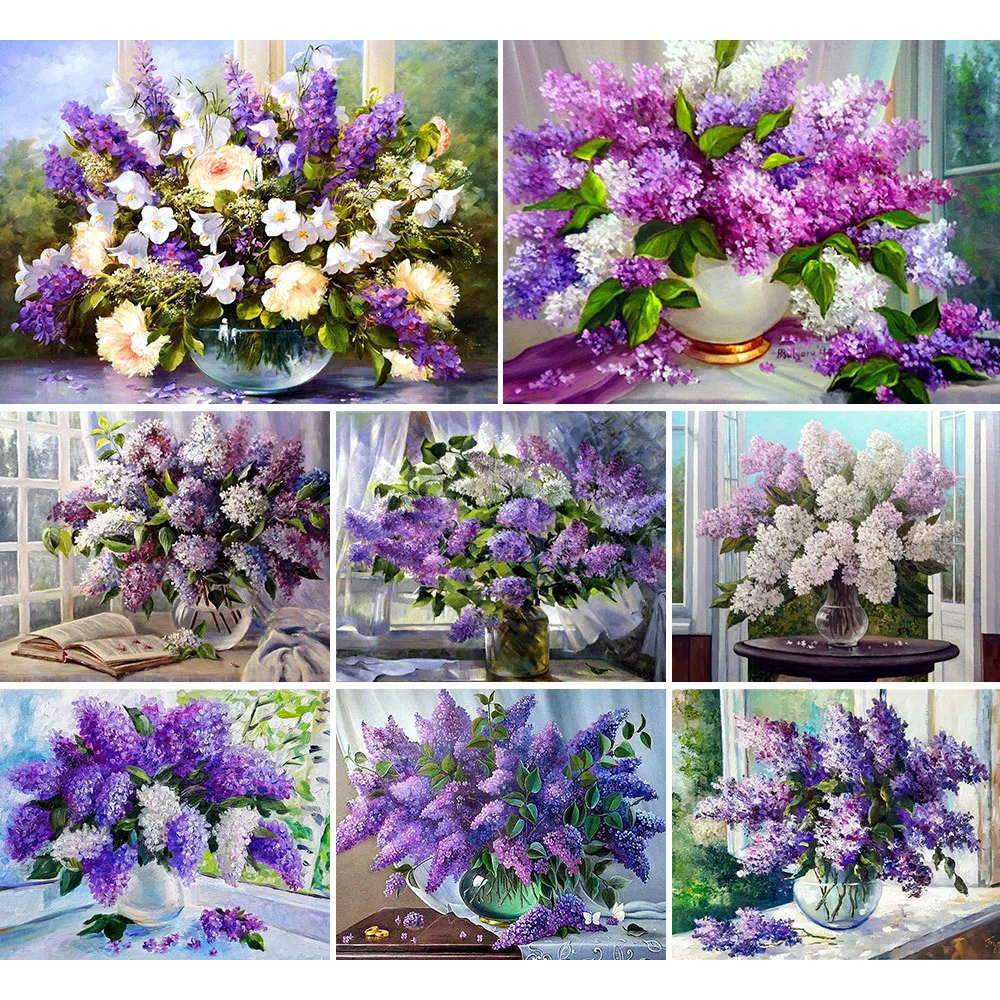 Cross Stitch Kit 11/14CT Purple Flower Landscape