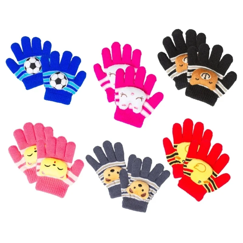 

Children Colorful Gloves Thick Kids Mitten Cartoon Animals Theme Mitten Winter Warm Full Finger Gloves