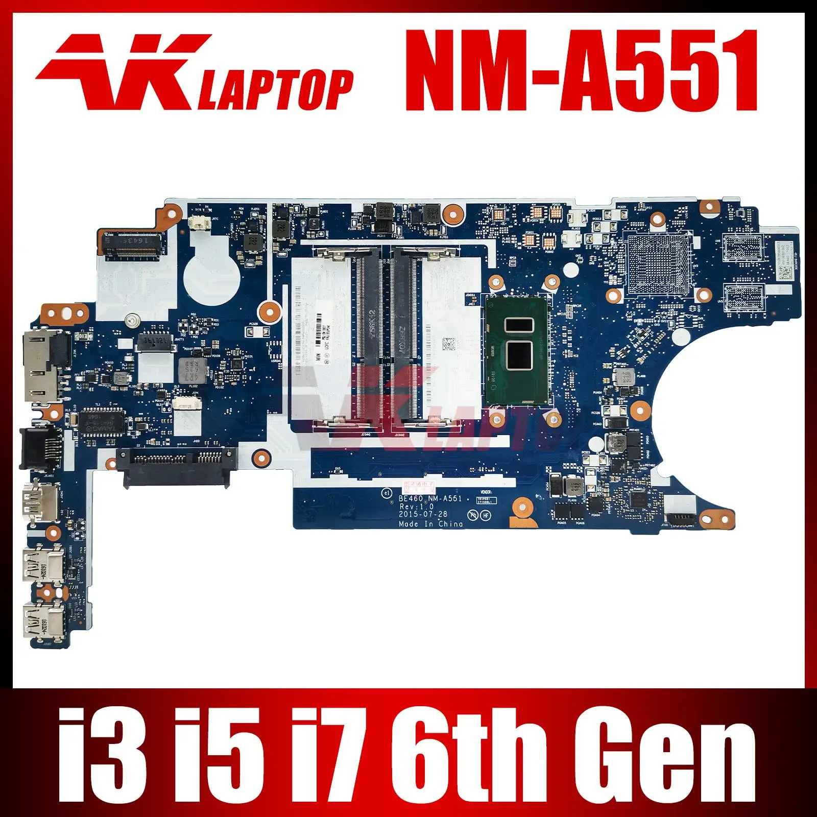 

BE460 NM-A551 Motherboard For Lenovo ThinkPad E460 Laptop Motherboard with i3 i5 i7 6th Gen CPU UAM 100% Test Work