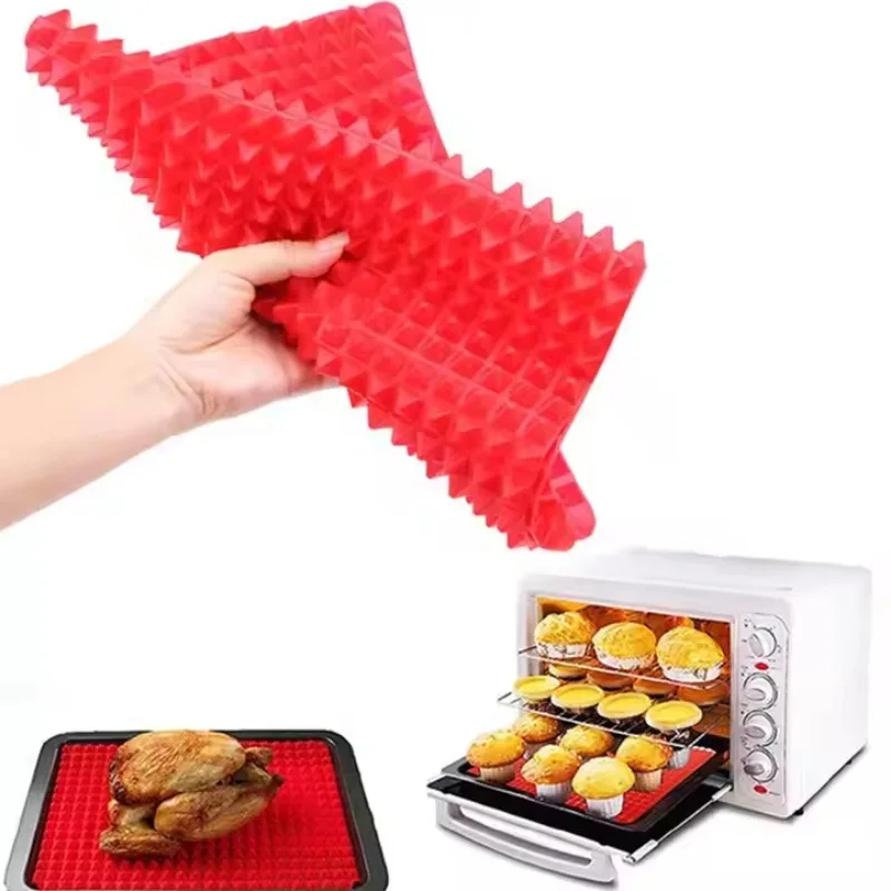 Non-Stick Baking Mat Oven Grill Tray Liner Reusable Heat-Resistant Pyramid Cooking Mat for Fat-Free Roasting and Grilling