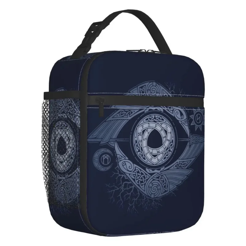 

Viking Odin's Eye Insulated Lunch Bag for Work School Raven Vikings Norse God Portable Cooler Thermal Lunch Box Women Kids