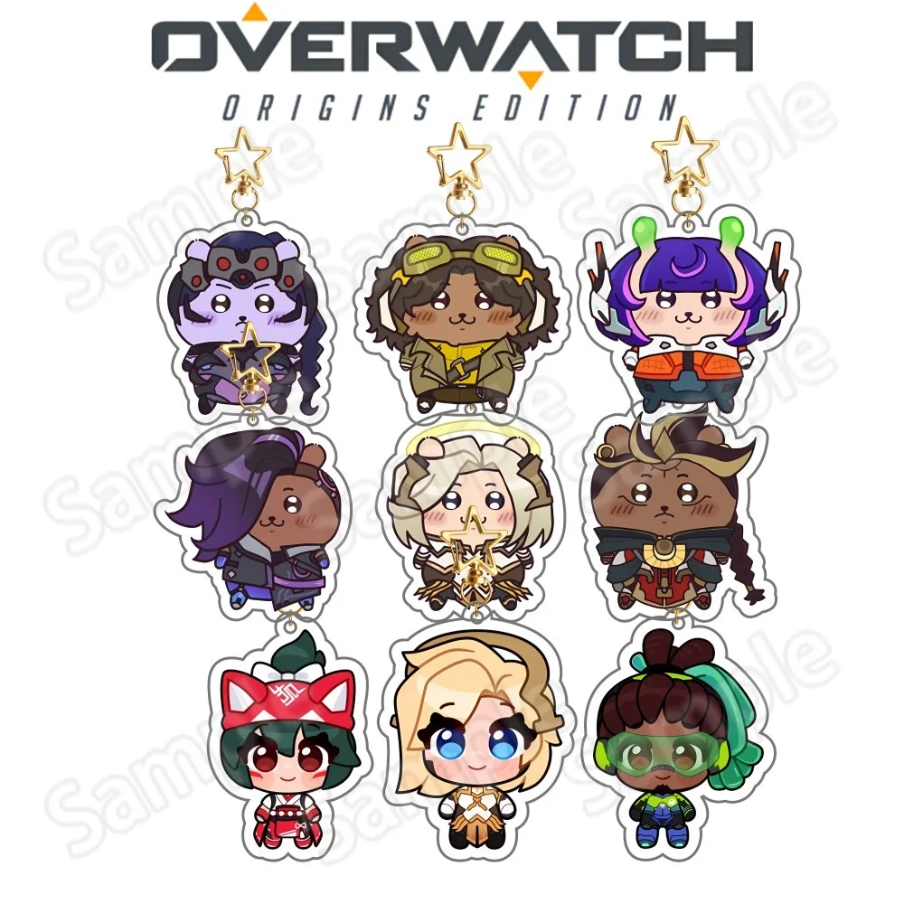 Neue Overwatch 2 6cm Acryl-Standfiguren Schlüsselanhänger Zenyatta, McCree & D.Va Spiel-Sammlerstücke Desktop-Dekoration Fan-Artikel