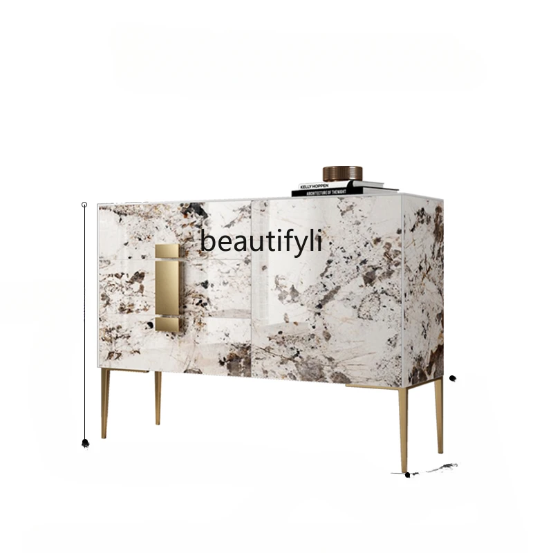 

Affordable Luxury Style Stone Plate Solid Wood Sideboard Modern Minimalist Entrance Cabinet Wall Partition Locker