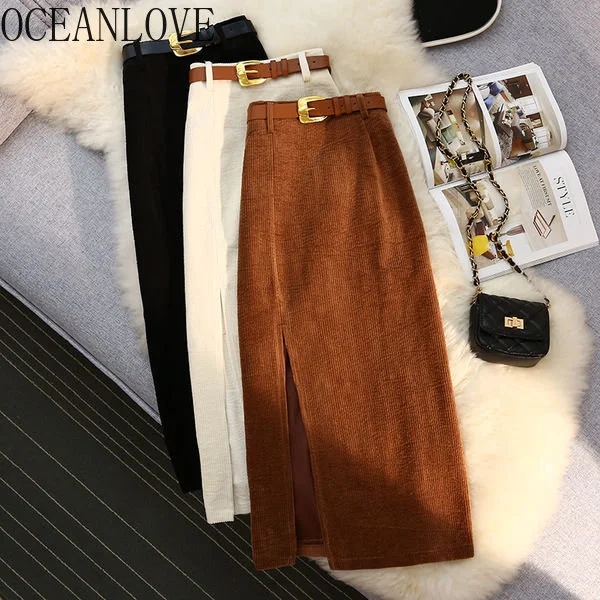 

Corduroy Skirts Women A-line Korean ashion High Waist Autumn Winter Jupe emme Elegant Vintage aldas Mujer