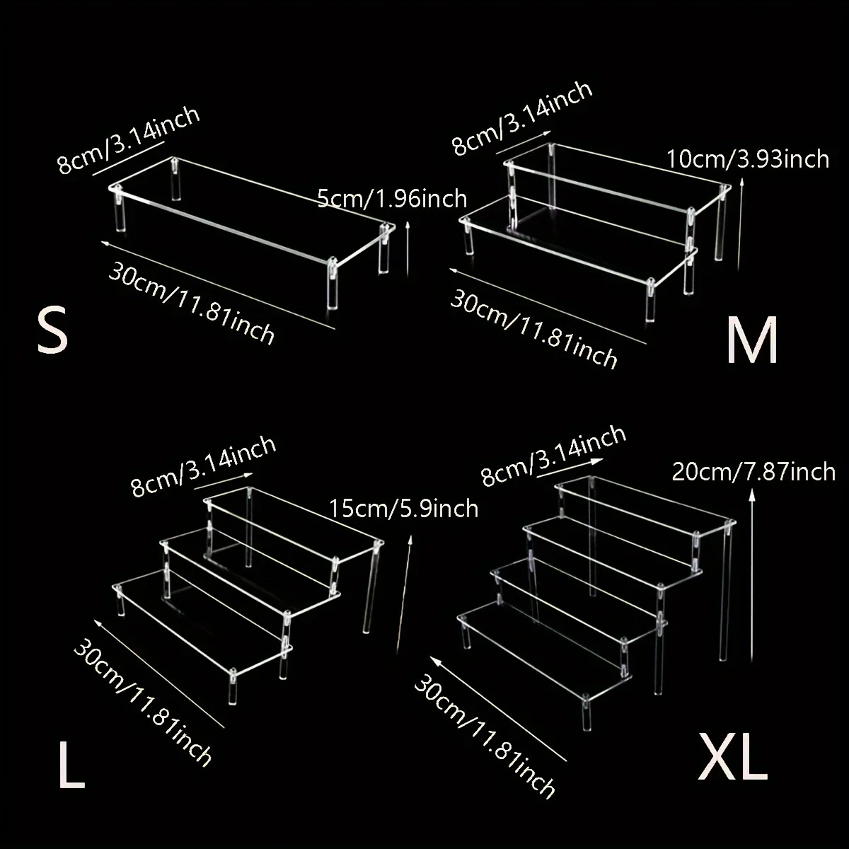 Versatile Acrylic Ladder Display Stand Transparent for Anime Models Cosmetics
