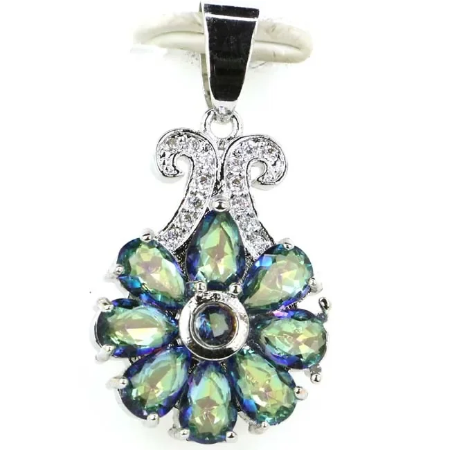 925 SOLID STERLING SILVER PENDANT Charming Golden Citrine Green Peridot Mystical Topaz Violet Topaz White CZ Gift For Girls