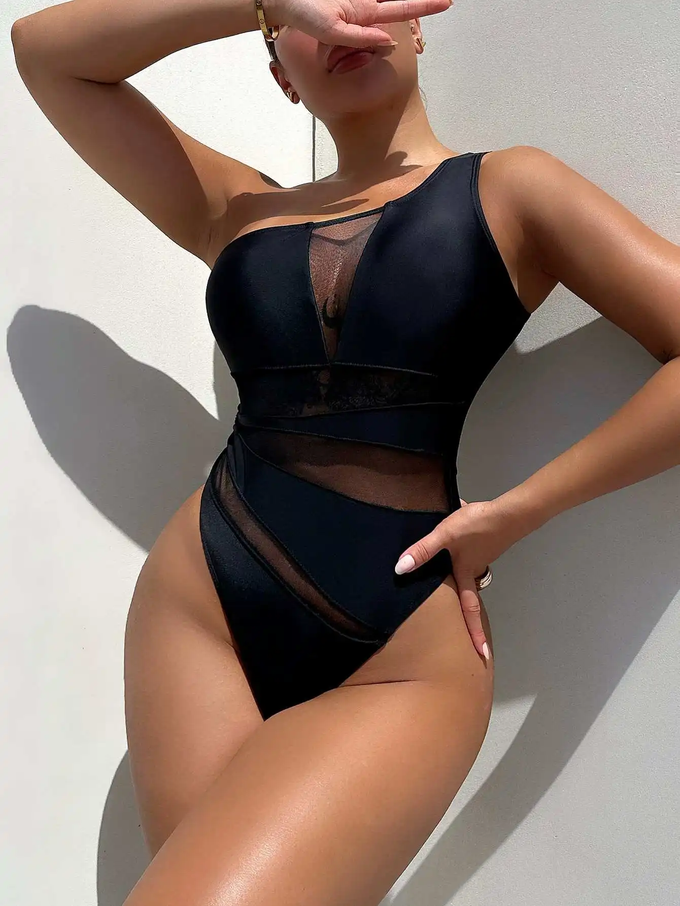 

Wholesale New Fashion Women's Sexy V-Neck Solid Swimsuit Stylish Backless Swimwear Side Tied Beachwear Summer Bathingsuit