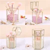 Glass Makeup Brush Box Holder Jewelry Box Pencil Bucket Makeup Organizer Desktop Cosmetic Storage Box Pearls Barrel  ZM827 3