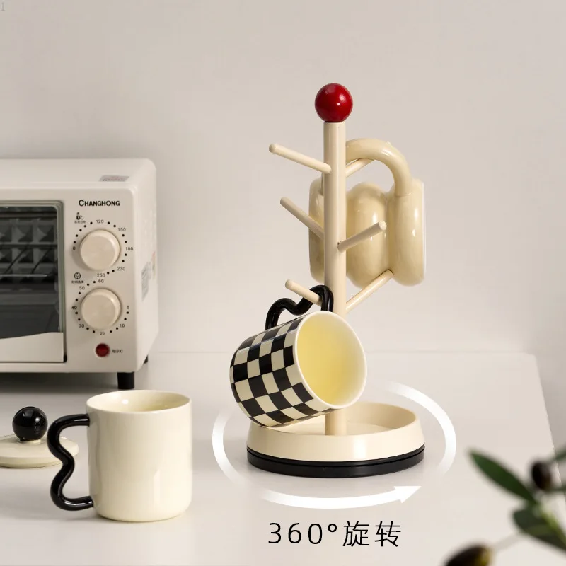 

Nordic Instagram Cream Breeze Cup Drain Rack Kitchen, Bathroom, Desktop Cosmetics Storage, Rotatable Storage Shelf