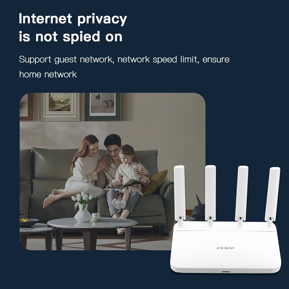 fenvi AX1800 WiFi 6 Dual Band 2.4G&5GHz Gigabit Wireless Router MU-MIMO 4 Antennas Strong Signal Amplifier