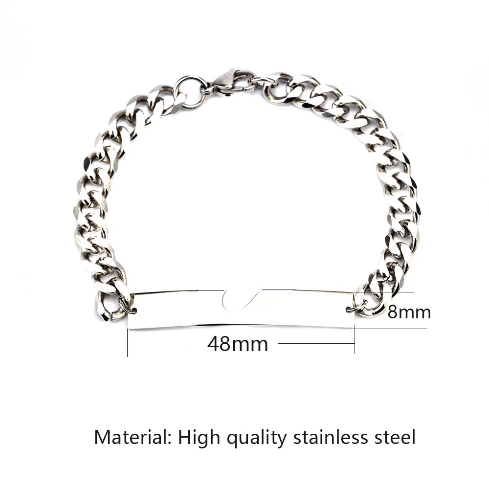 2Pcs Set Geometric Heart-shaped Puzzle Bracelet for Couples Stainless Steel Cuba NK Chain Men's and Women's Charm Jewelry Gifts chain bracelet charm bracelet stainless steel bracelets stainless steel jewelry