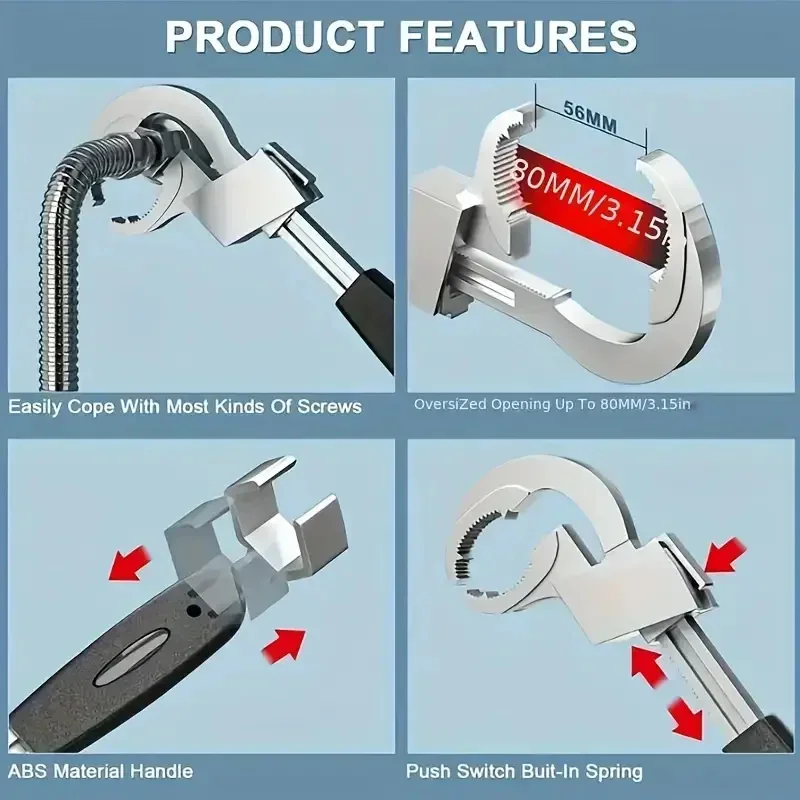 Kit Bathroom Hardwares Tool Sink Bathrooms Accessories Sewer Open Large Spanner Hand Tools Mechanical Workshop Set Adjustable