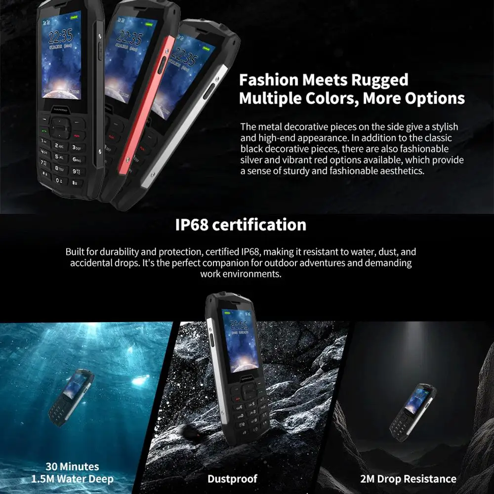 HAMTOD H3 Rugged Phone EU Version 2.8 inch T107 ARM CortexTM A7 Quad-core 1.0GHz, Network: 4G, VoLTE, BT ,SOS