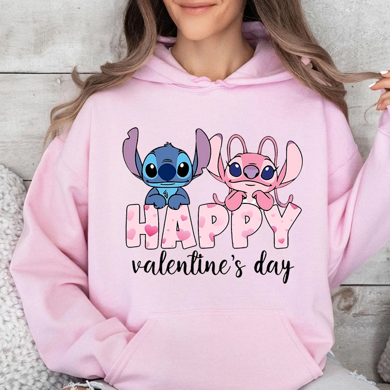 Stitch Valentine Hoodies Women's Casual Sweatshirt Loose Top Personalized Clothing Valentine's Day Gift 2