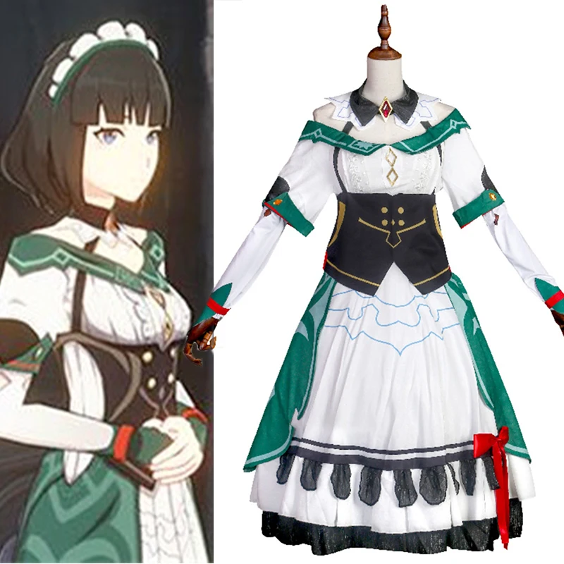 

Костюм для косплея героя игры Genshin Impact Katheryne, красивый костюм горничной в