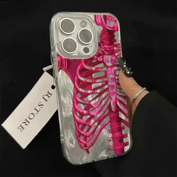 Shockproof Skull Feather Phone Case - Hard Pink Purple Gauze Design for 7Plus or 8 Plus (Clear)