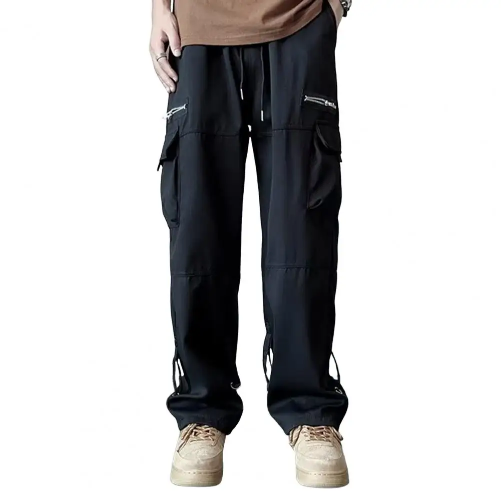 

Wide Leg Trousers Men's Wide Leg Cargo Pants with Drawstring Elastic Waist Multi Pockets Casual Comfortable Summer/fall for Plus