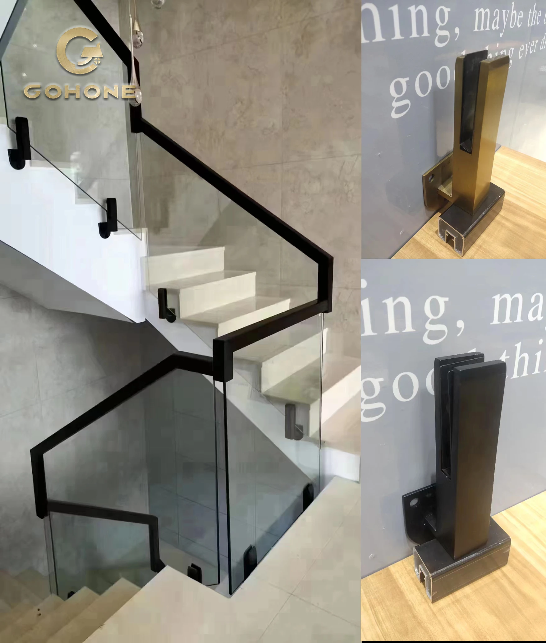 304stainlesssteelGlasssidemountedhandrailexternalhangingstair