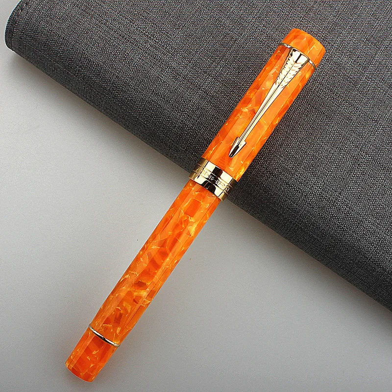 

Jinhao 100 перьевая ручка, искусственная смола, оранжевый, Золотой зажим, подарок для бизнеса, офиса, ручка для градиента, бизнес, офиса, чернильная ручка