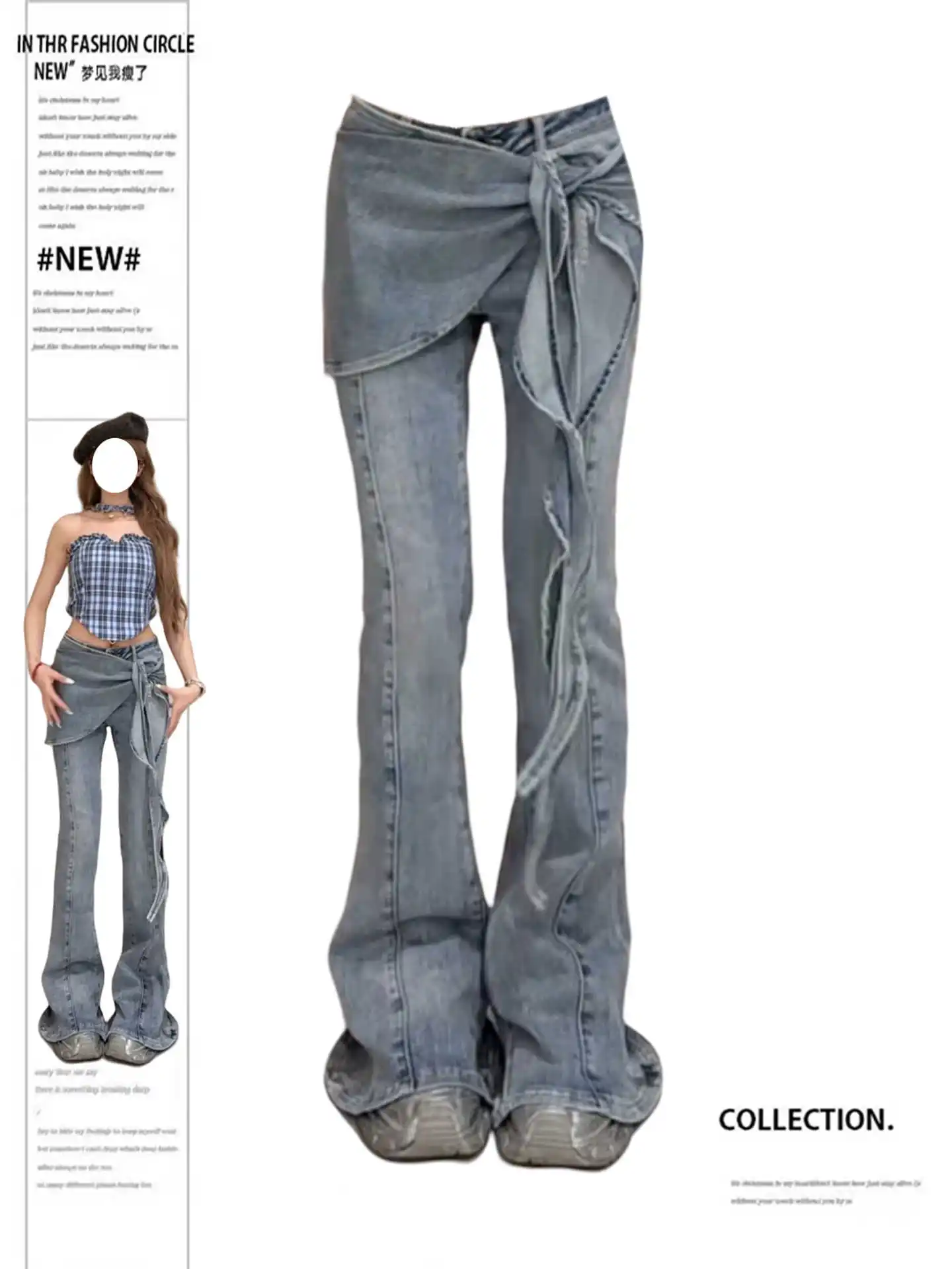 パンツ 2000's flare denim pants gimmick y2k Flared Y2K Blue Jeans Cut Denim Y2K Flare Pants Low Rise