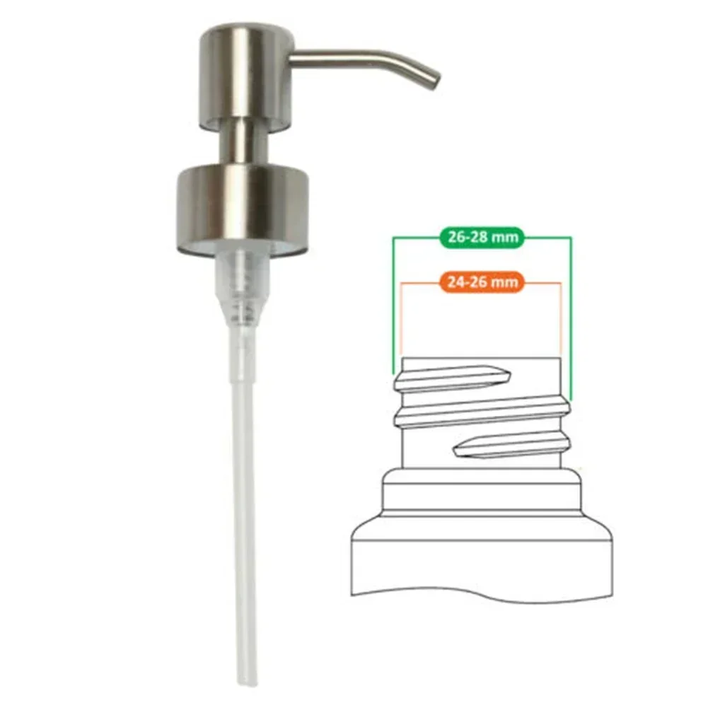 1pcs 304 Stainless Steel Pump Head Soap Dispenser Pressure Nozzle For 28mm Liquid Lotion Bottle Bathroom Kitchen Accessories 2