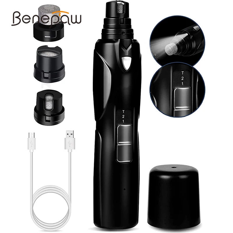 Benepaw Potente Smerigliatrice Per Unghie Per Cani Led Light 2-Speed Touch-Switch Low Noise Puppy Pet Nail Trimmer Per Taglia Piccola Medio Grande