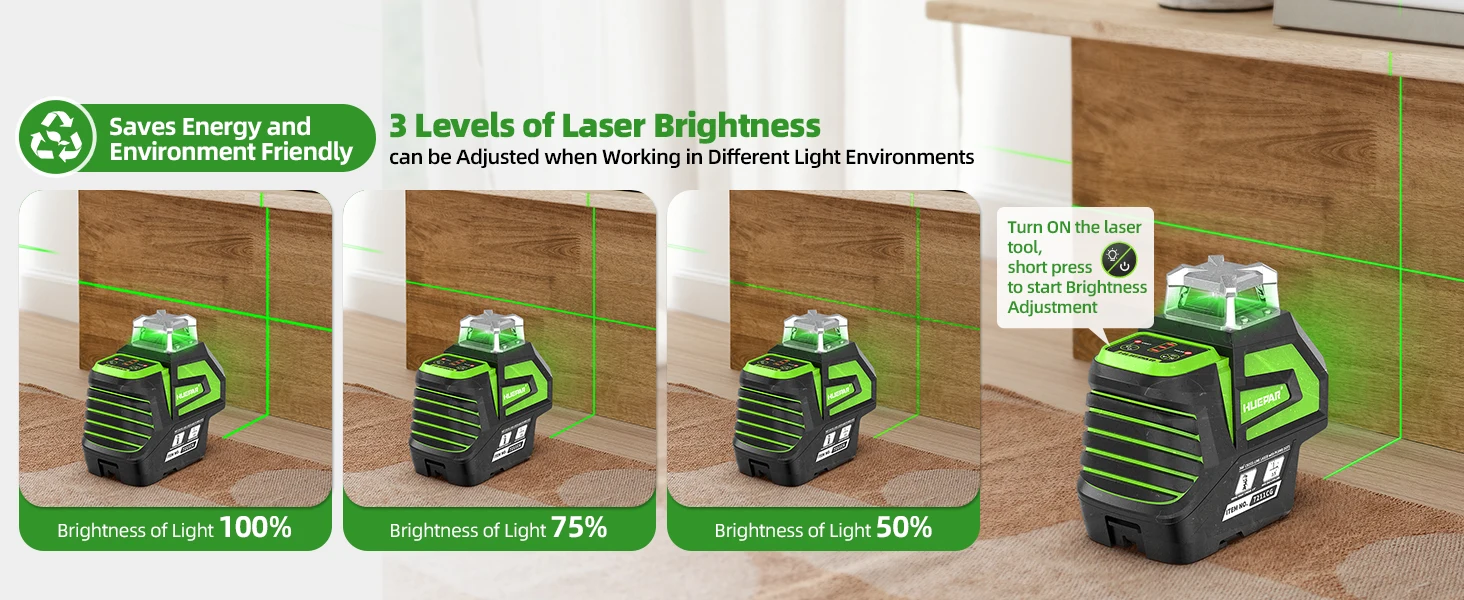 360°Laser Level Green Beam Self-Leveling Multi-Lines Laser Level Tool With Plumb