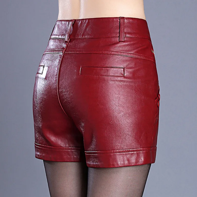 Women PU Leather Shorts Autumn Winter