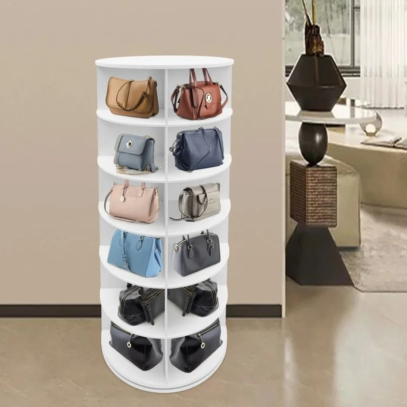 Rotating Shoe Rack 6 Tier Spinning, 360° Storage Organizer for 24-28 Pairs Shoes, Modern Space Saving Cabinet