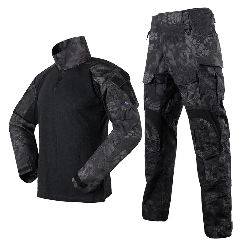 Tactical Suit Man Hunting Clothing Sets BDU Hiking Camouflage Long Sleeve T-shirts Cargo Work Pants combat uniform