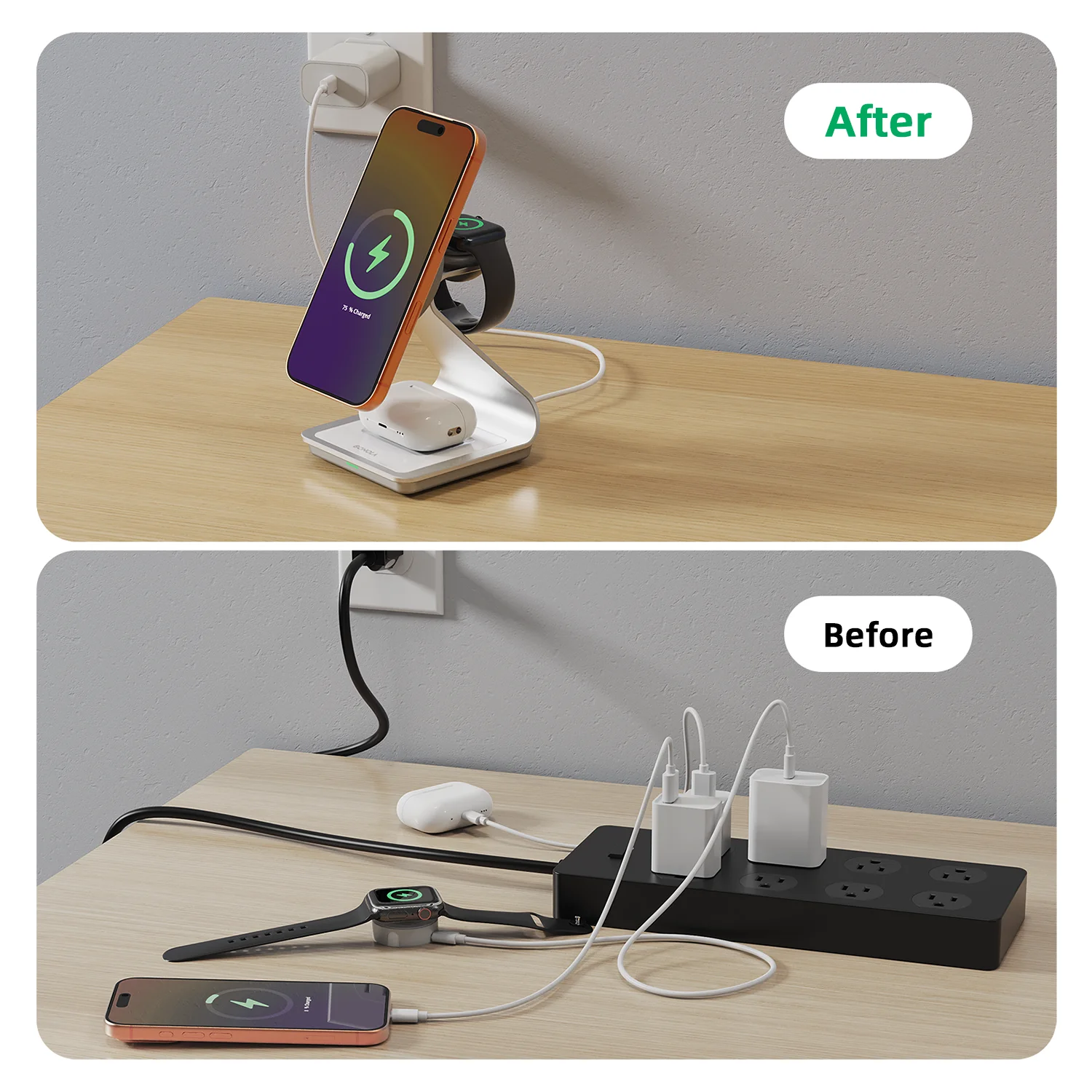 Bonola Magnetic 3 in 1 Wireless Charger for iPhone 17/16/15/13/14/12 thumbnail 8