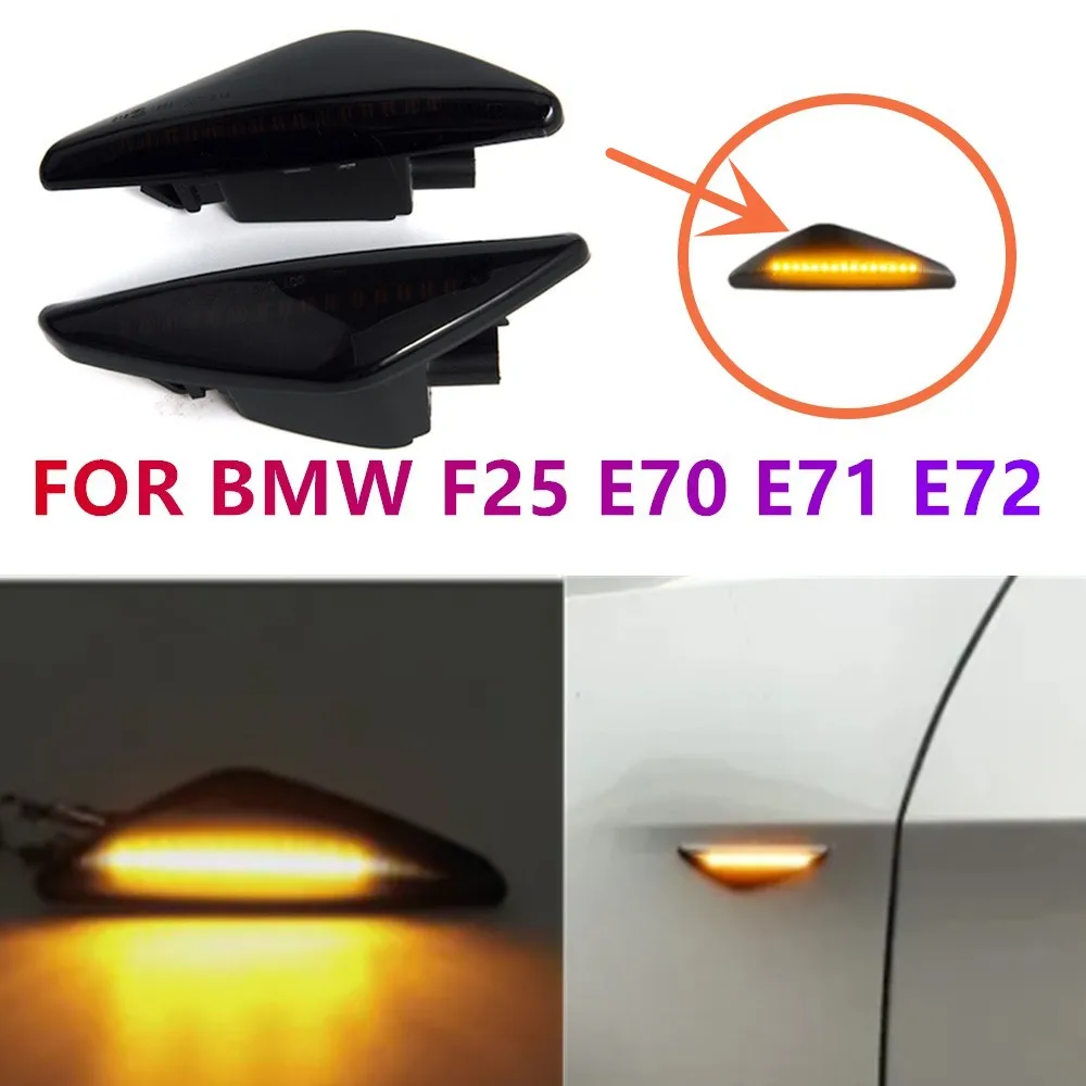 

2PCS LED Dynamic Side Marker Turn Signal Blinker Flowing Water Blinker Flashing LightFor BMW X3 F25 X5 E70 X6 E71 E72 2007-2019