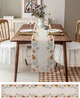 Fall Thanksgiving Pumpkin Maple Leaf Linen Table Runner Holiday Party Decor Farmhouse Kitchen Table Runner Wedding Decorations 3