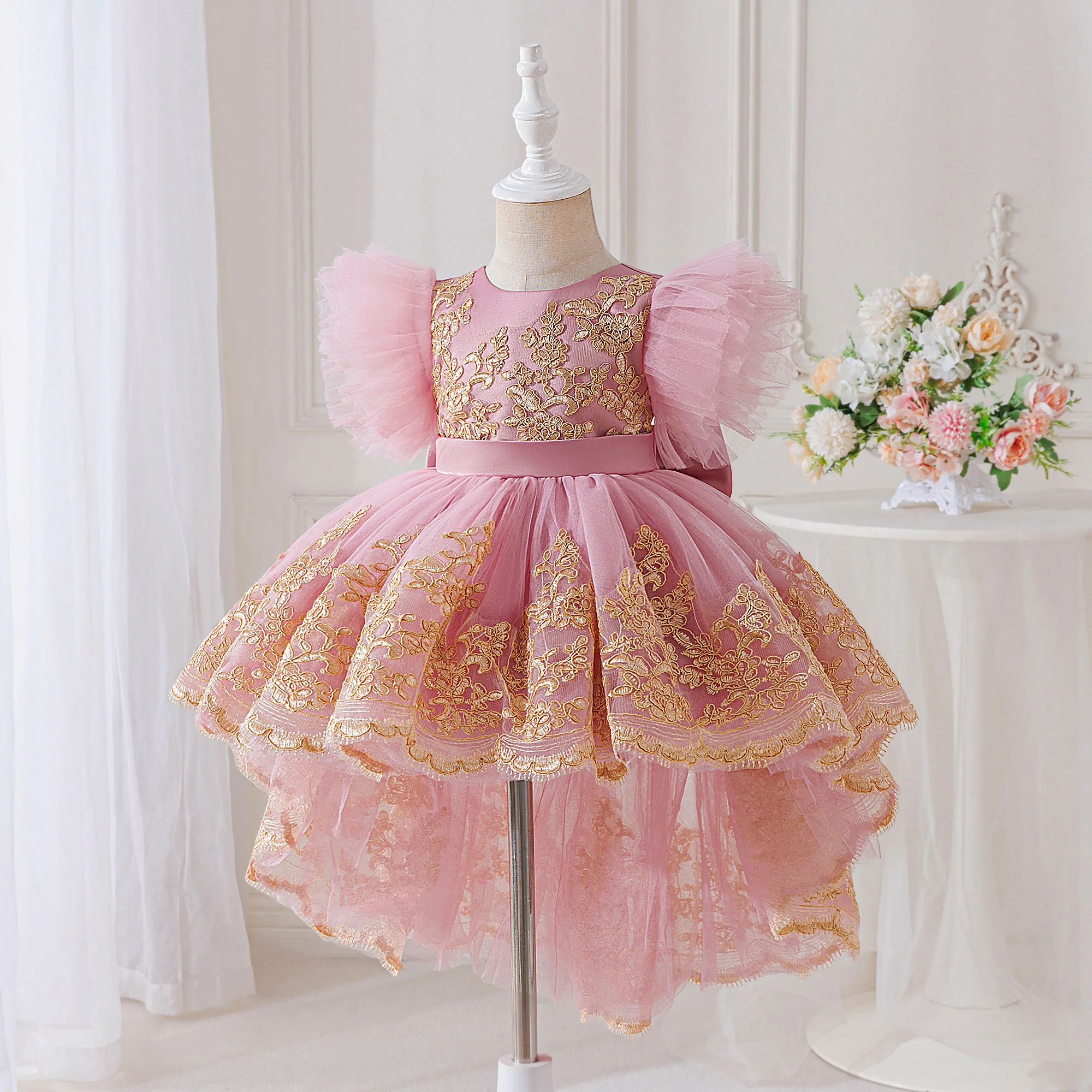 Kleinkind Taufkleid Baby Mädchen Kleid Elegantes Tüll-Kleid für 1. Geburtstag Hochzeit Prinzessin Abendkleider Mädchen Brautjungfern Abschlussball Kostüm – Detail 6