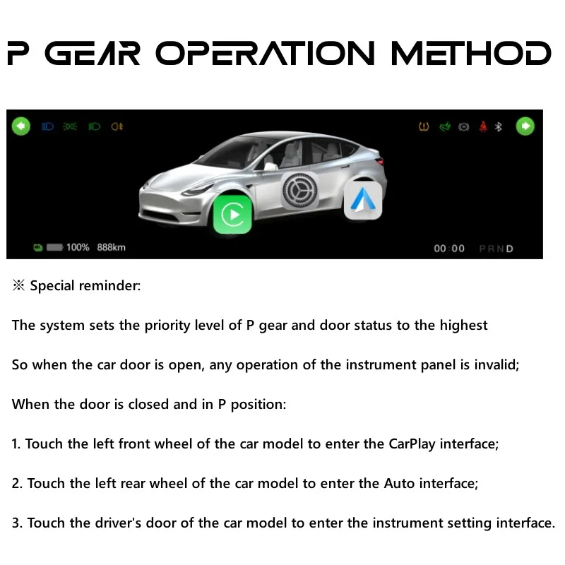 Futhnegoing-Tableau numérique Prada pour les placements, affichage modèle 3 Y, Carplay, Android Auto, écran IPS 9.66 pouces, Auto HUD, vitesse d'alimentation