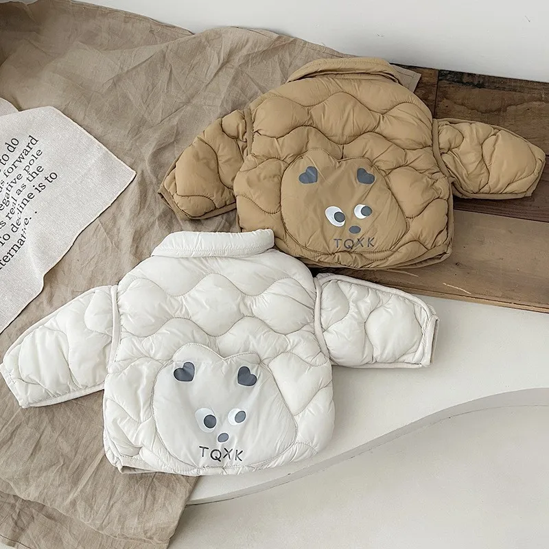 Newborn Baby Girl Boy Fleece Inside Cartoon Jacket Infant Toddler Child Warm Solid Color Thick Coat Winter Baby Clothes 9M-3Y